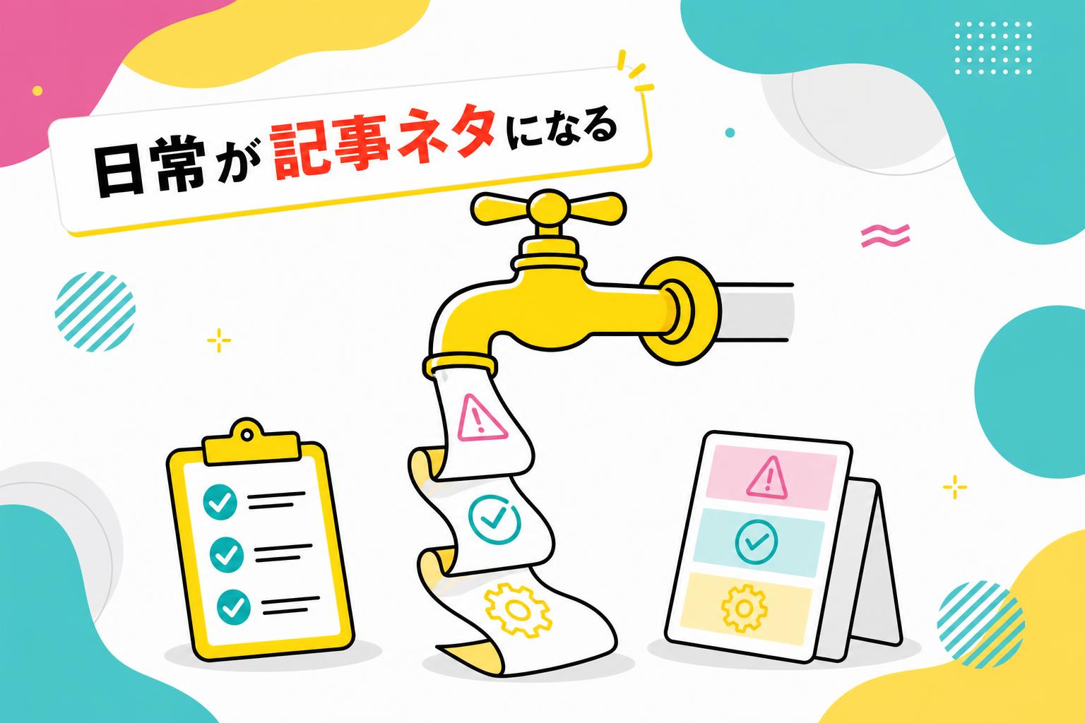 ネタ切れにならない記事ネタの見つけ方:中小企業が続けられる更新設の内容を図解したカバー画像